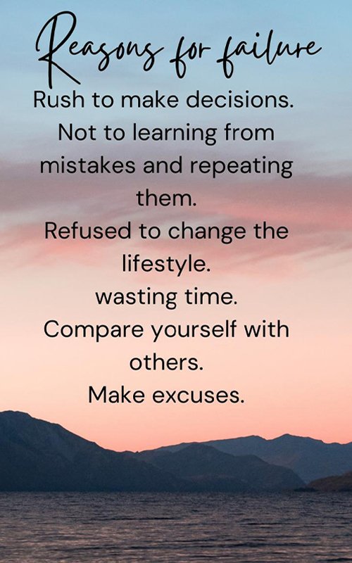 Reasons for Failure and How to Avoid Them